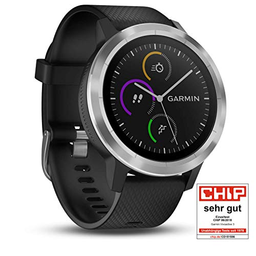 Garmin vívoactive 3 GPS-Fitness-Smartwatch - vorinstallierte Sport-Apps, kontaktloses Bezahlen mit Garmin Pay, Schwarz-Silber