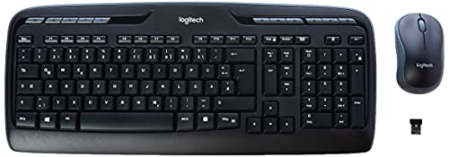 Logitech MK330 Kabelloses Tastatur-Maus-Set, 2.4 GHz Verbindung via USB-Empfänger, 4 programmierbare G-Tasten, 12 bis 24-Monate Batterielaufzeit, PC/Laptop, Deutsches QWERTZ-Layout - Schwarz