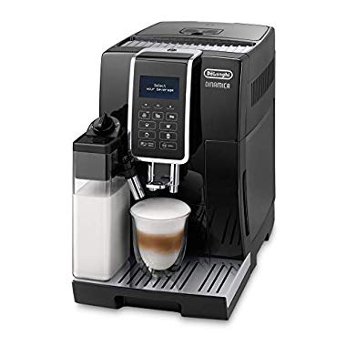 De'Longhi Dinamica ECAM 350.55.B - Kaffeevollautomat mit integriertem Milchsystem, Digitaldisplay mit beleuchteten Tasten, automatische Reinigung, 2-Tassen-Funktion, 23,6 x 42,9 x 34,8 cm, schwarz