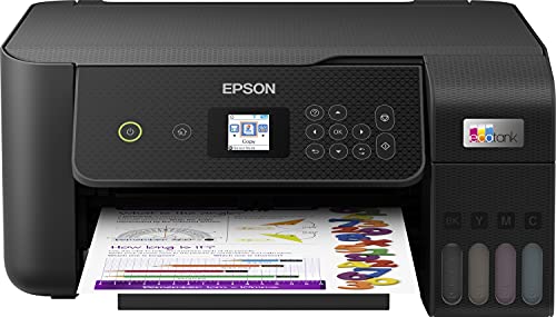 Epson EcoTank ET-2820 nachfüllbares 3-in-1 Tintenstrahl Multifunktionsgerät, großer Tintentank, hohe Reichweite, niedrige Seitenkosten (ET-2820/26, schwarz)