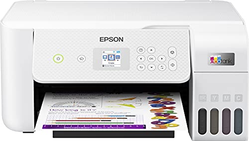 Epson EcoTank ET-2826 nachfüllbares 3-in-1 Tintenstrahl Multifunktionsgerät, großer Tintentank, hohe Reichweite, niedrige Seitenkosten, weiß