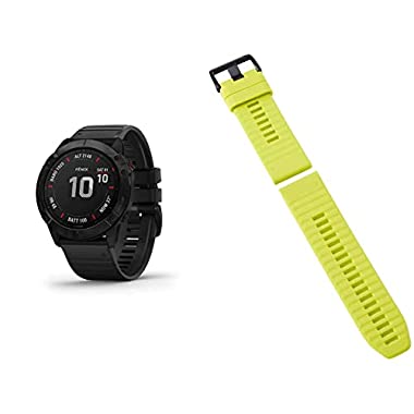 Garmin Fenix 6X Pro GPS-Multisport-Smartwatch + QuickFit Wechselarmband 26 mm Gelb