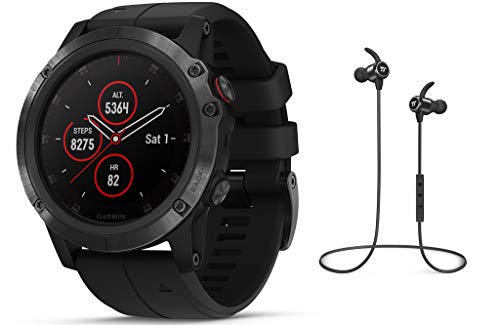Garmin GPS-Multisport-Smartwatch Fenix 5X Plus Saphir - GPS - Gehäue: 51mm Schwarz/Armband schwarz - inkl. Bluetooth Headset