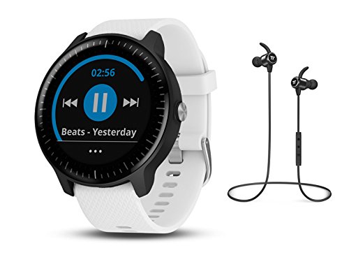 Garmin vívoactive 3 Music GPS-Fitness-Smartwatch - Music-Player für bis zu 500 Songs - Armband: Weiß,inkl. Silikon Wechselarmband schwarz und Bluetooth Headset