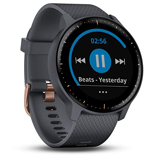Garmin vívoactive 3 Music Granitblau GPS-Fitness-Smartwatch – Musikplayer, Garmin Pay, Sport-Apps (Granitblau-Roségold, mit Musik)