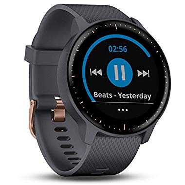 Garmin vívoactive 3 Music Granitblau GPS-Fitness-Smartwatch – Musikplayer, Garmin Pay, Sport-Apps (Granitblau-Roségold, mit Musik)