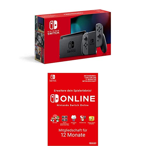 Nintendo Switch Konsole - Grau + Nintendo Switch Online Mitgliedschaft 12 Monate (Download Code)