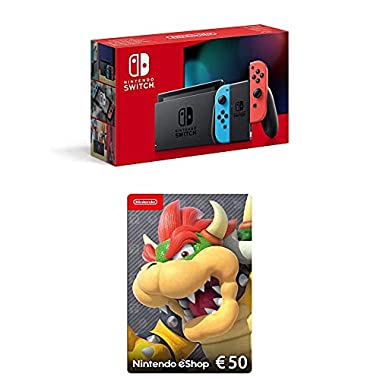 Nintendo Switch Konsole - Neon-Rot/Neon-Blau (2019 Edition) eShop Card