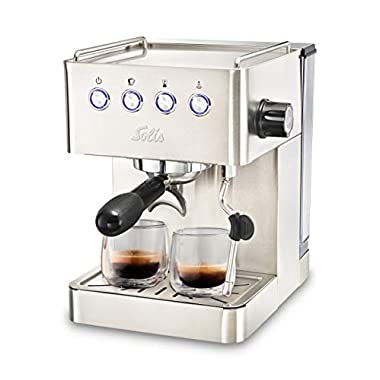 Solis Espressomaschine/Siebträgermaschine, Tassengröße programmierbar, Dampf-/Heißwasserdüse, 58 mm Profi-Siebhalter, Barista Gran Gusto
