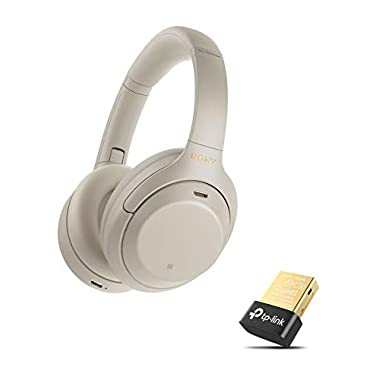 Sony WH-1000XM4 kabellose Bluetooth Noise Cancelling Kopfhörer, Silber + TP-Link UB400 Nano USB Bluetooth 4.0 Adapter Dongle